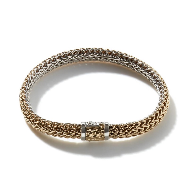 John Hardy 6.5mm Reversible Silver and Gold Bracelet